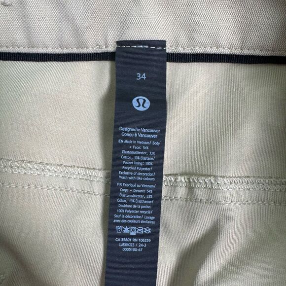 Lululemon ABC Classic-Fit 5 Pocket Pant 30"L Utilitech Trench Men’s Size 34 - Picture 6 of 10